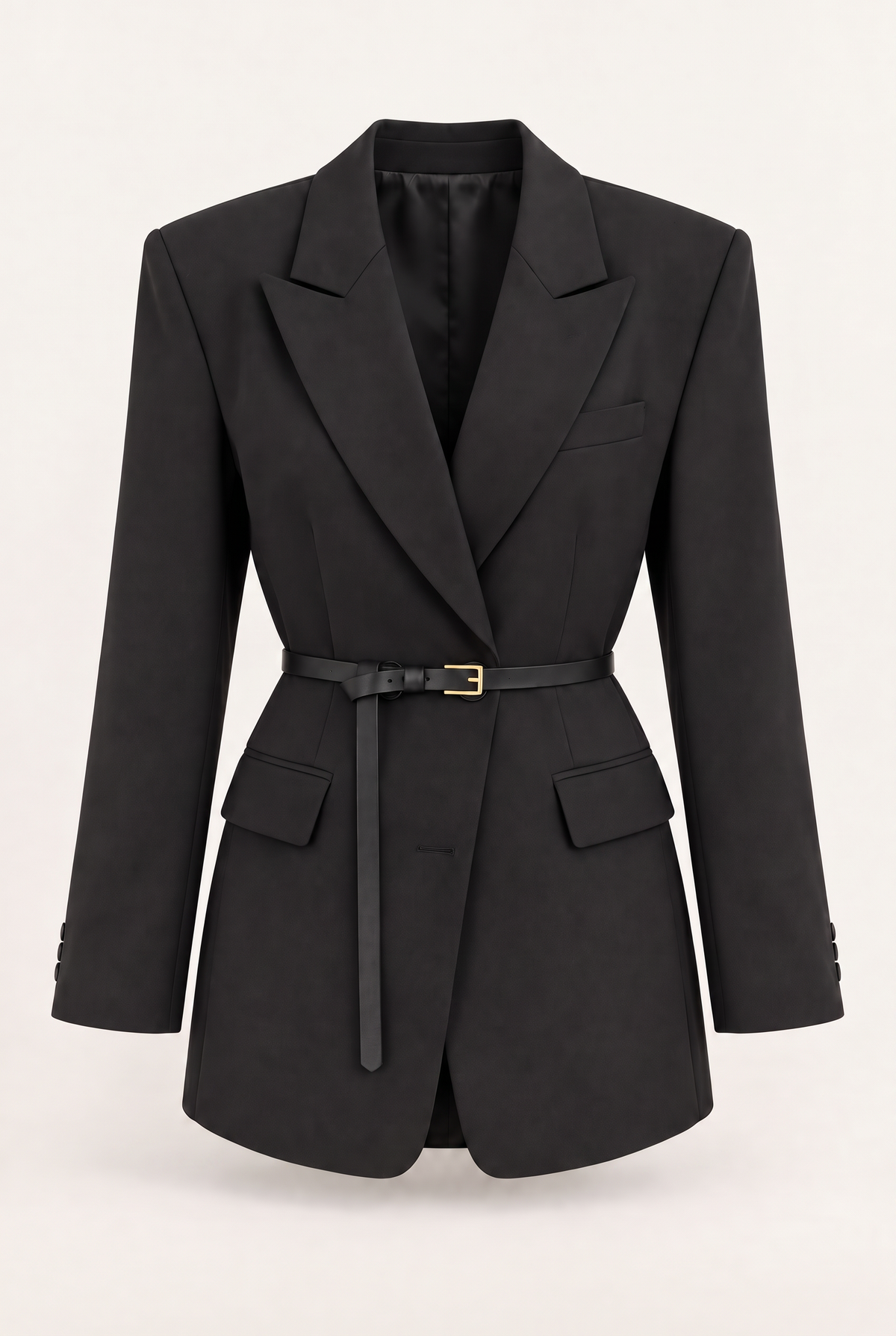 Women's Black Belted Blazer