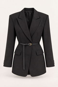 Women's Black Belted Blazer