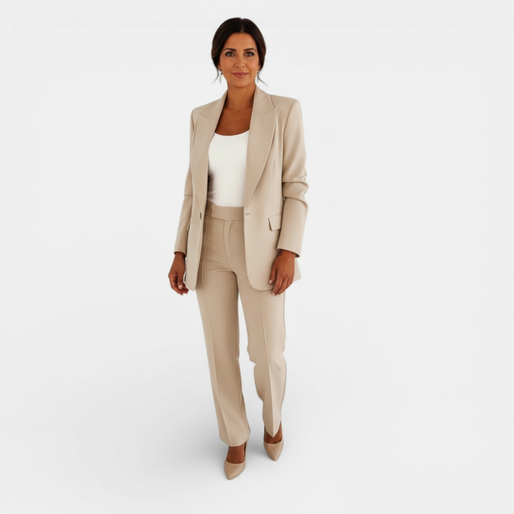 Conjunto de Traje Mujer con Blazer y Pantalón Slim