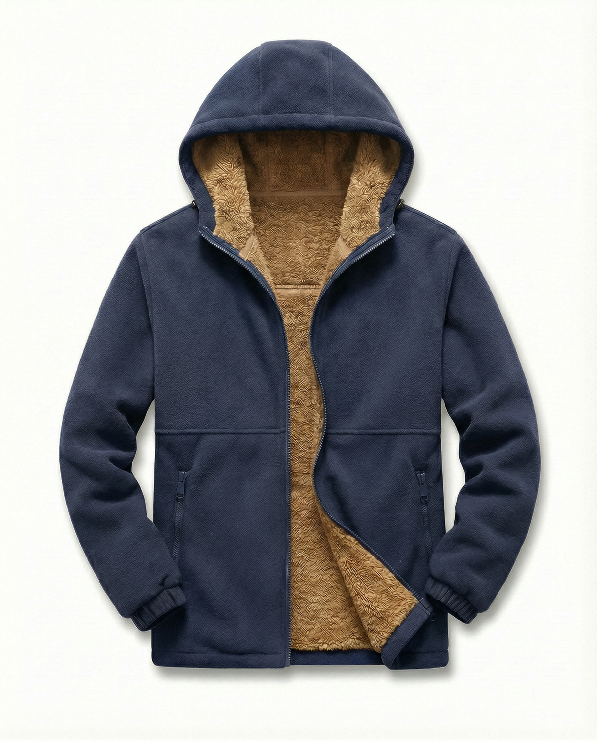 Sudadera Hombre de Lana con Forro Cálido y Cremallera