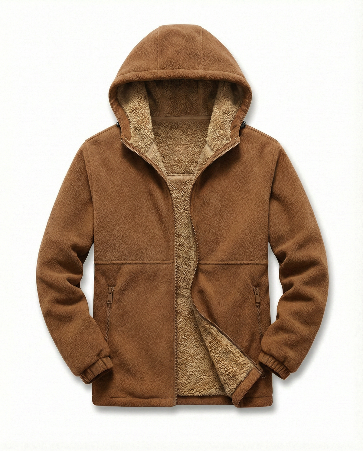 Sudadera Hombre de Lana con Forro Cálido y Cremallera