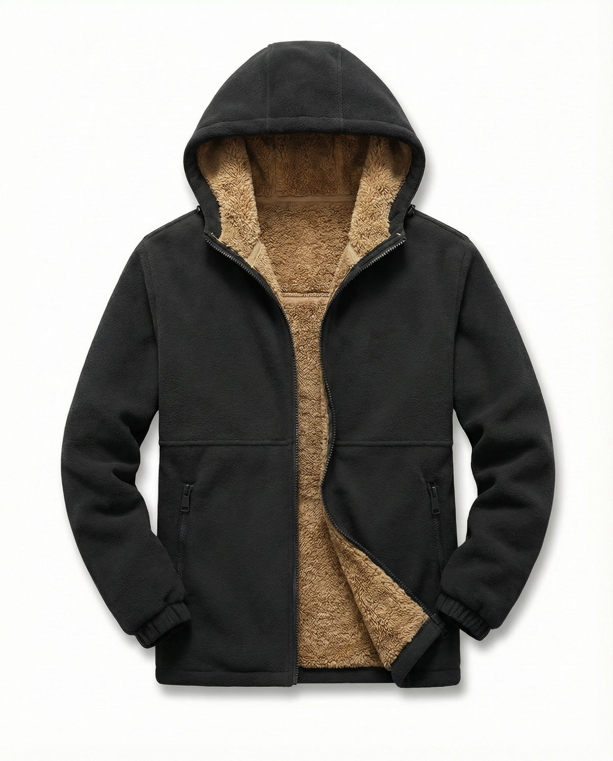 Sudadera Hombre de Lana con Forro Cálido y Cremallera