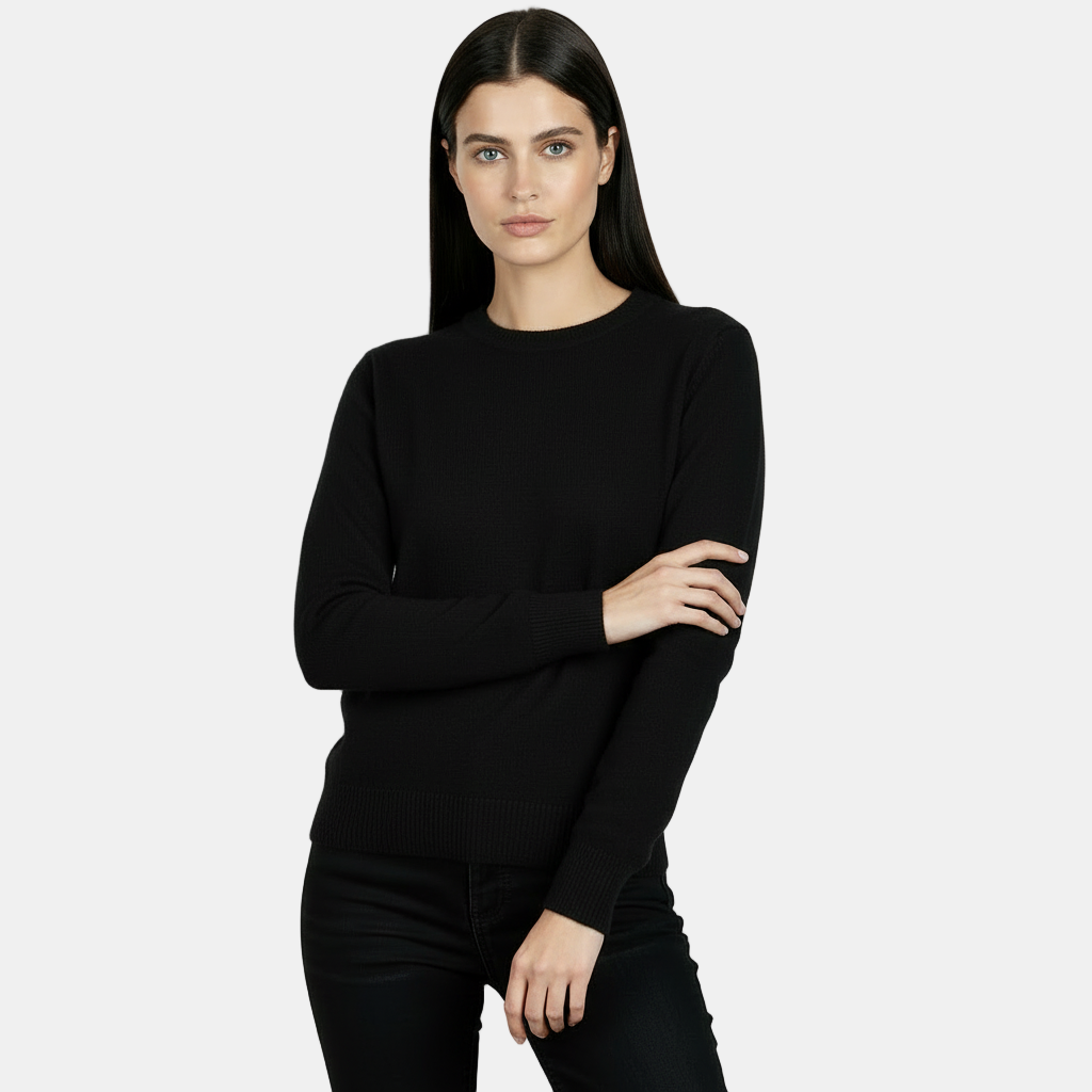 Suéter de Lana Mezcla Cuello Redondo Delgado Mujer
