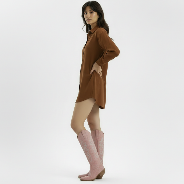 Botas vaqueras para mujer - Tacón cuadrado bajo, Elegancia