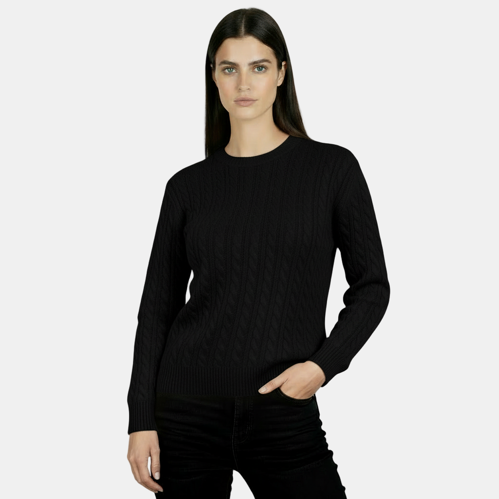 Jersey de Punto de Manga Larga para Mujer - Cuello Redondo Cálido Otoño/Invierno