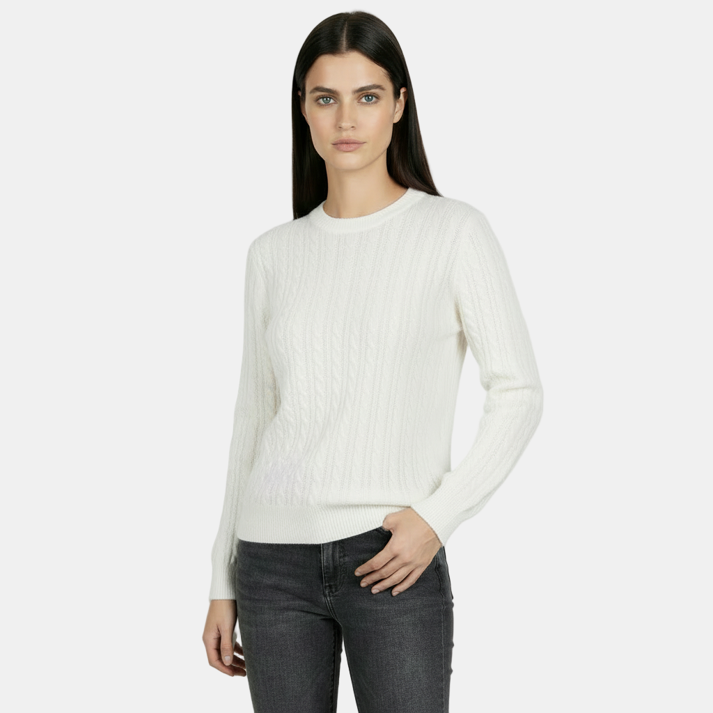 Jersey de Punto de Manga Larga para Mujer - Cuello Redondo Cálido Otoño/Invierno