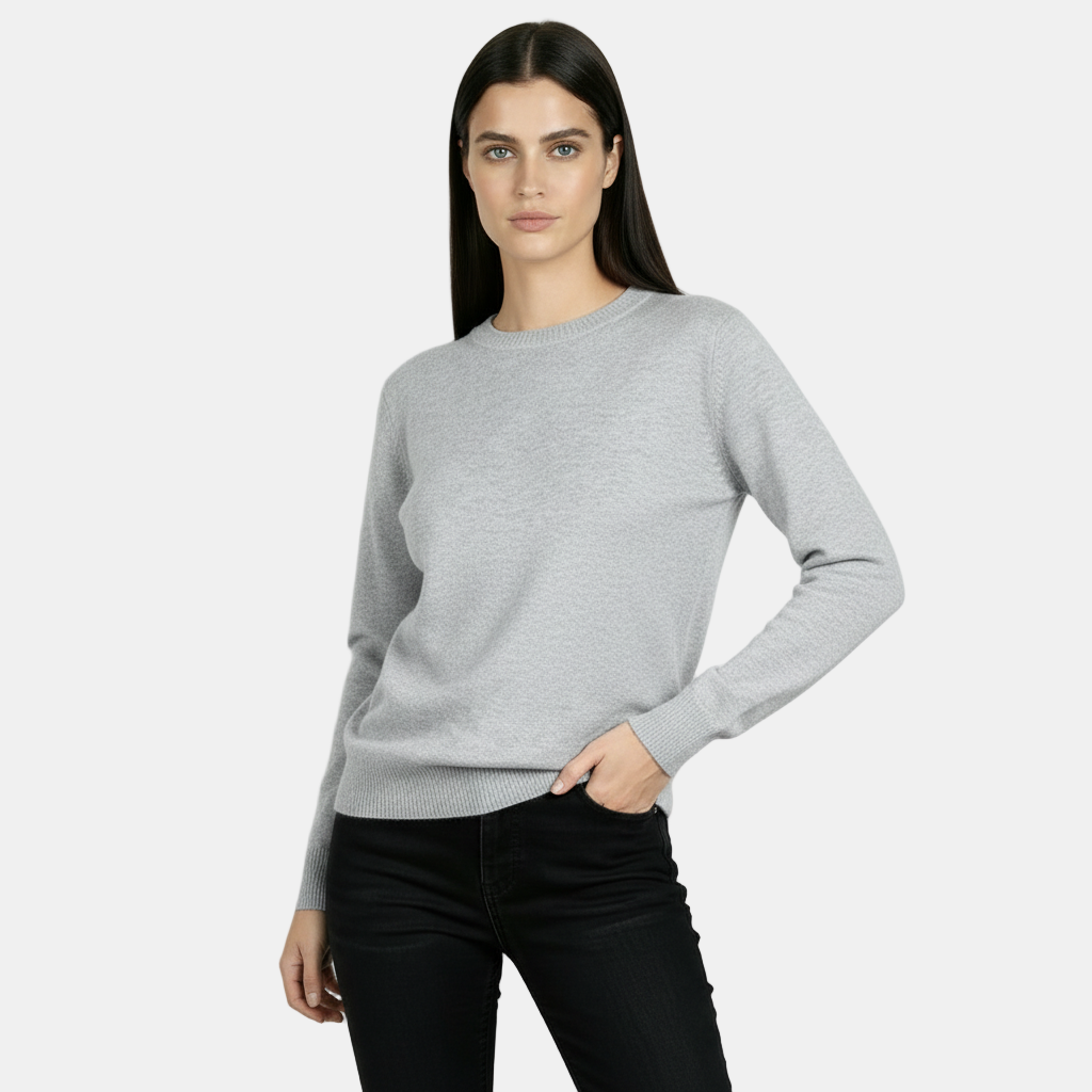 Suéter de Lana Mezcla Cuello Redondo Delgado Mujer
