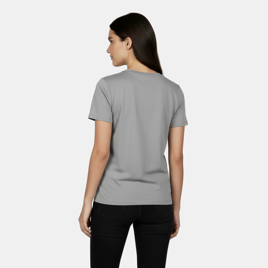 Camiseta Algodón Mujer Básica - Corte Holgado y Manga Corta