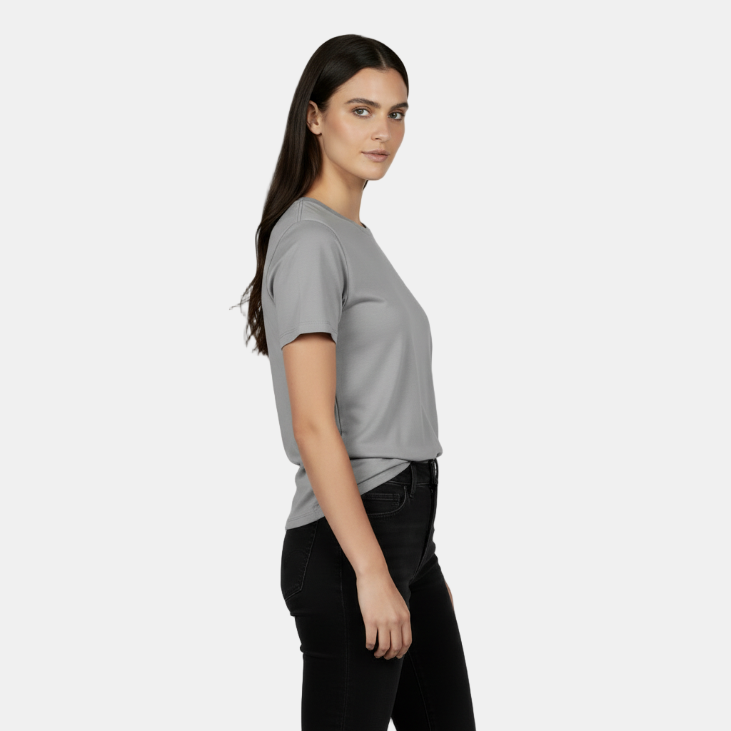 Camiseta Algodón Mujer Básica - Corte Holgado y Manga Corta