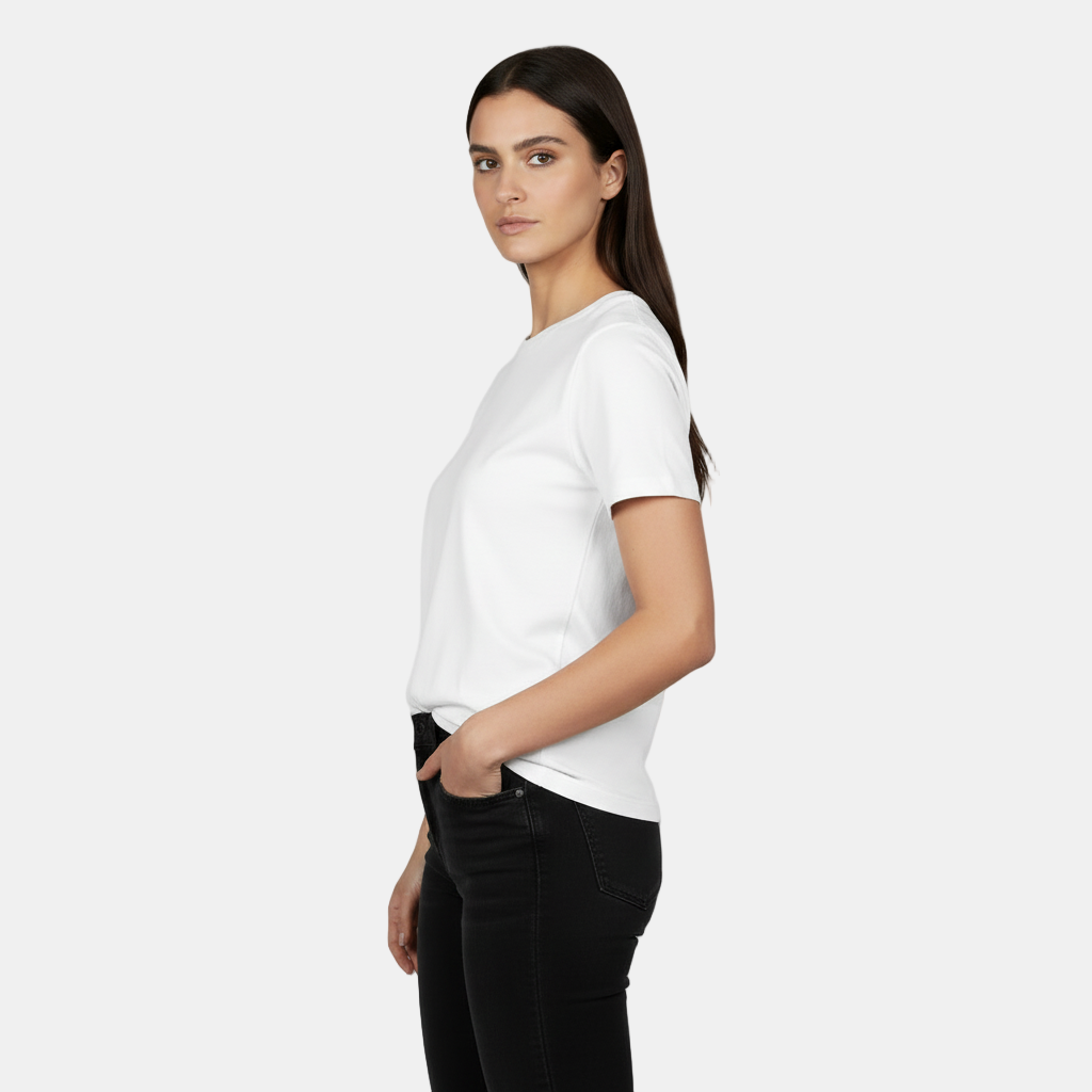 Camiseta Algodón Mujer Básica - Corte Holgado y Manga Corta