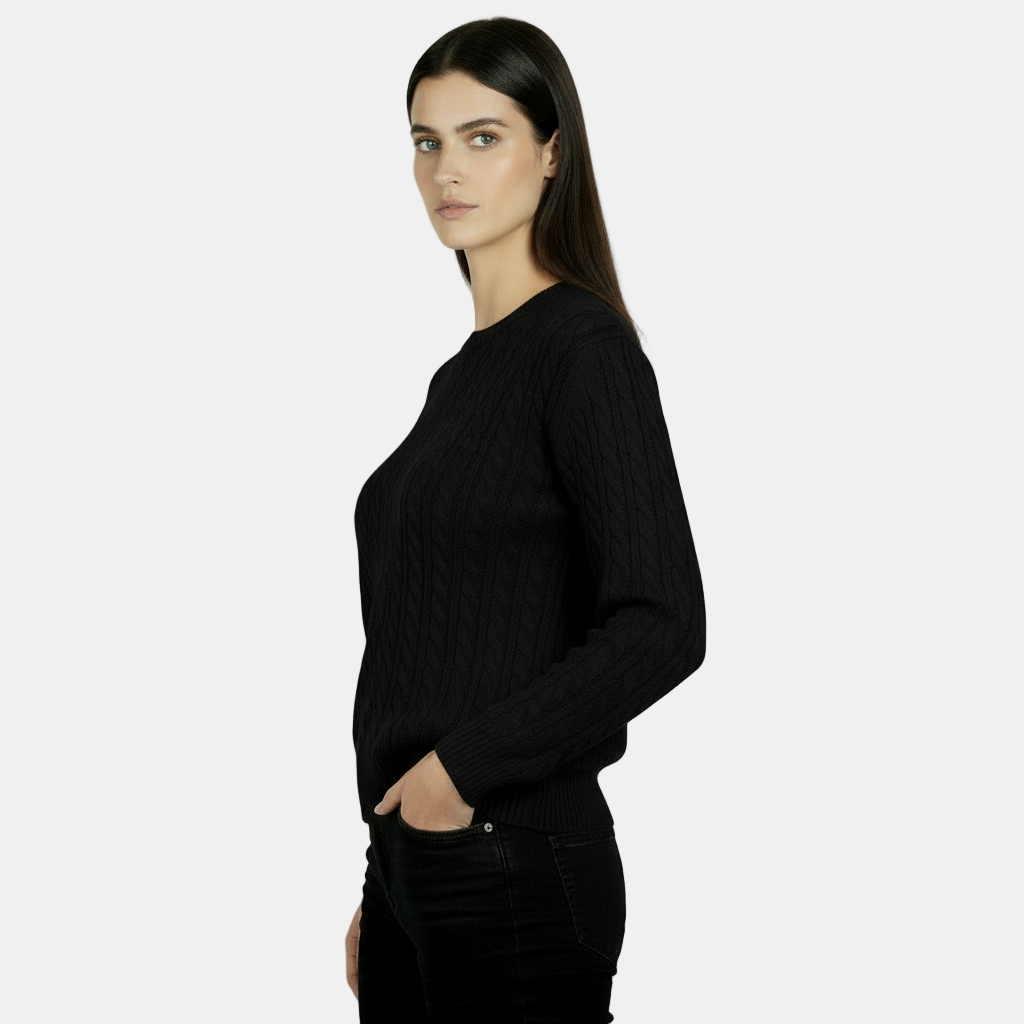Jersey de Punto de Manga Larga para Mujer - Cuello Redondo Cálido Otoño/Invierno