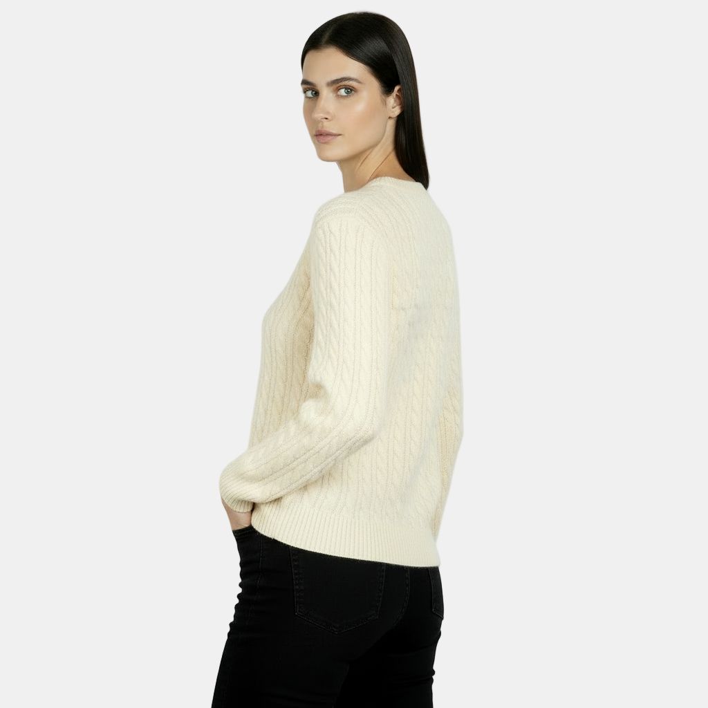 Jersey de Punto de Manga Larga para Mujer - Cuello Redondo Cálido Otoño/Invierno