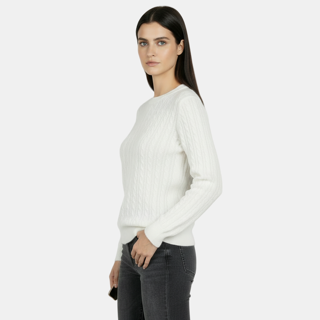 Jersey de Punto de Manga Larga para Mujer - Cuello Redondo Cálido Otoño/Invierno