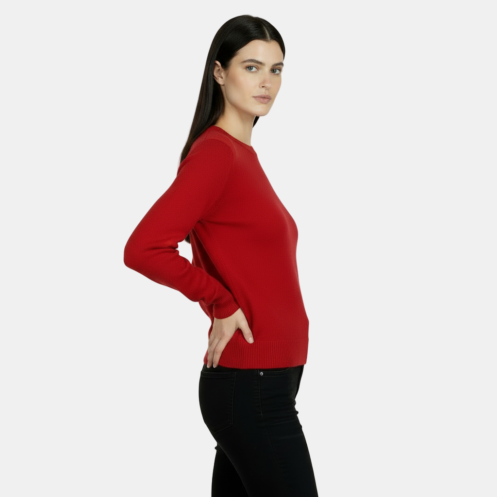 Suéter de Lana Mezcla Cuello Redondo Delgado Mujer