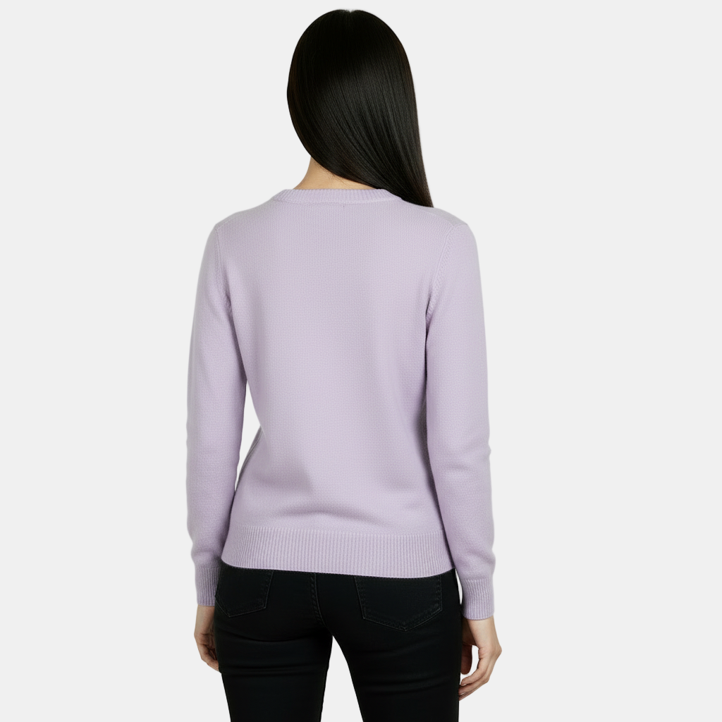 Suéter de Lana Mezcla Cuello Redondo Delgado Mujer