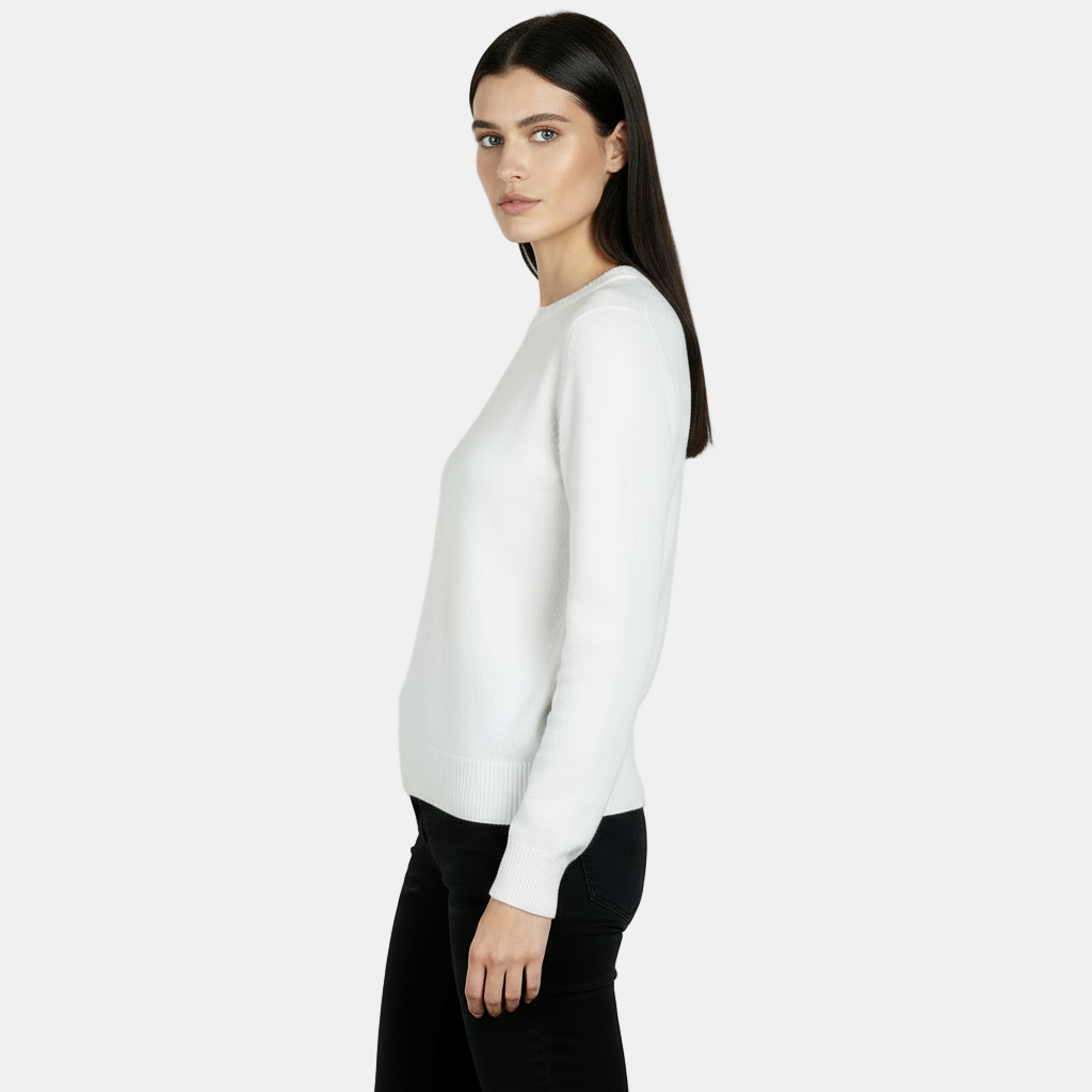 Suéter de Lana Mezcla Cuello Redondo Delgado Mujer