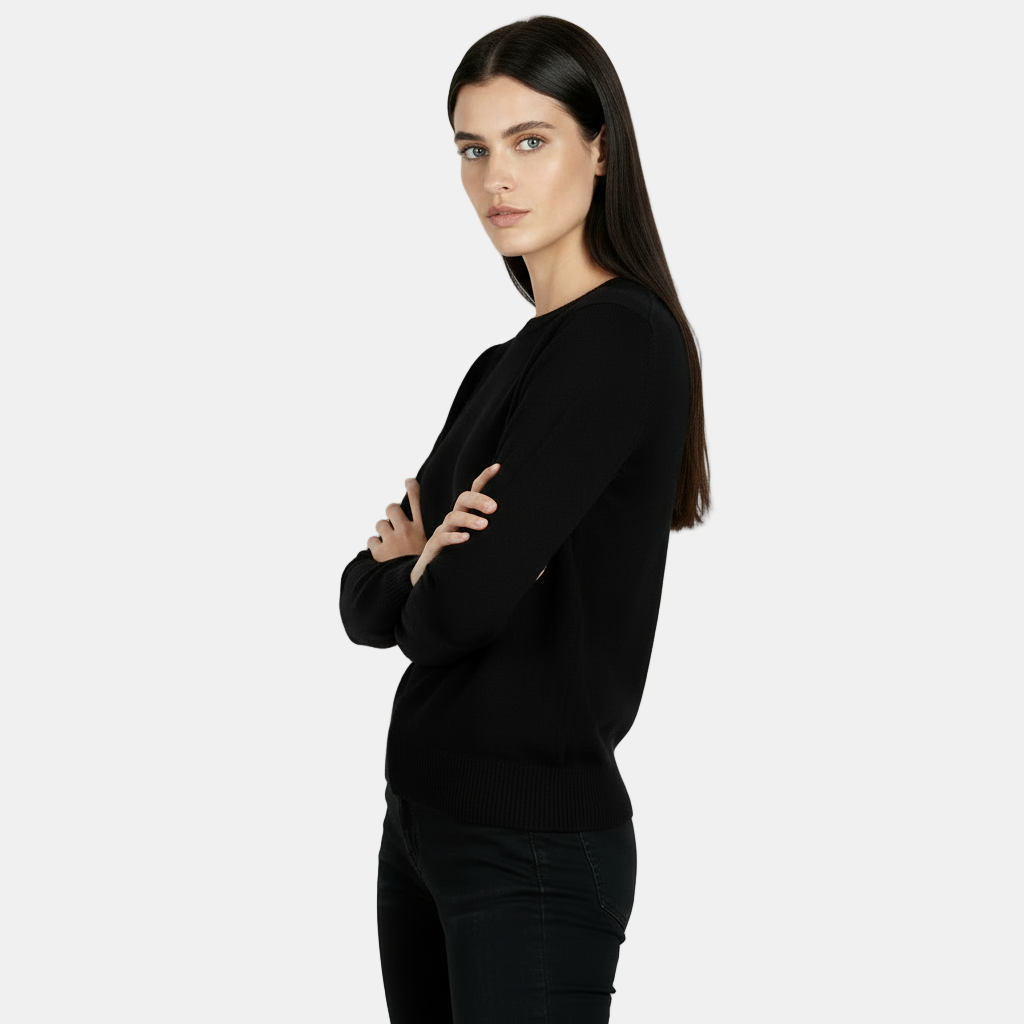 Suéter de Lana Mezcla Cuello Redondo Delgado Mujer