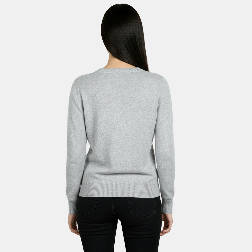 Suéter de Lana Mezcla Cuello Redondo Delgado Mujer