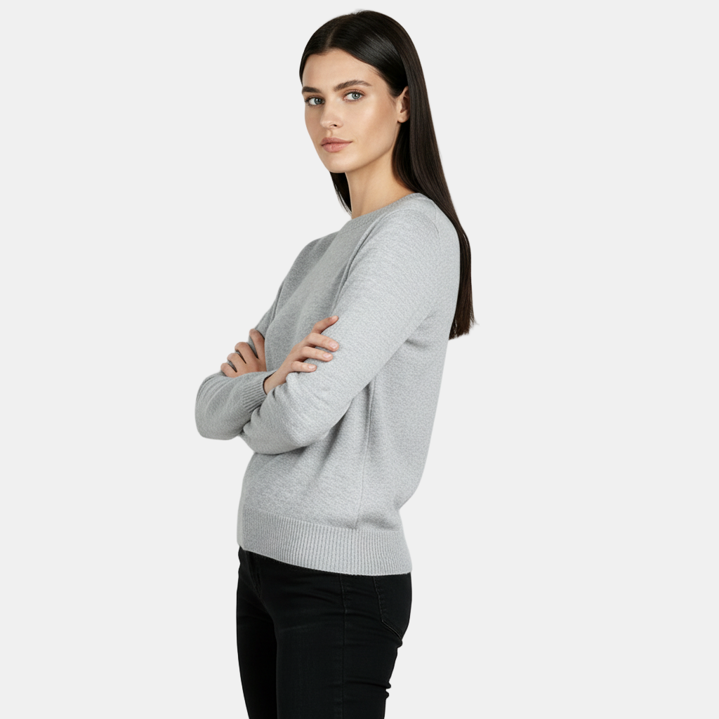 Suéter de Lana Mezcla Cuello Redondo Delgado Mujer