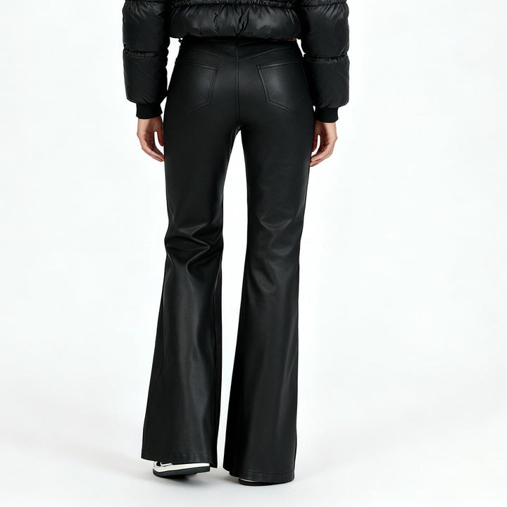 Pantalones Polipiel Mujer Rectos - Cintura Alta Casual