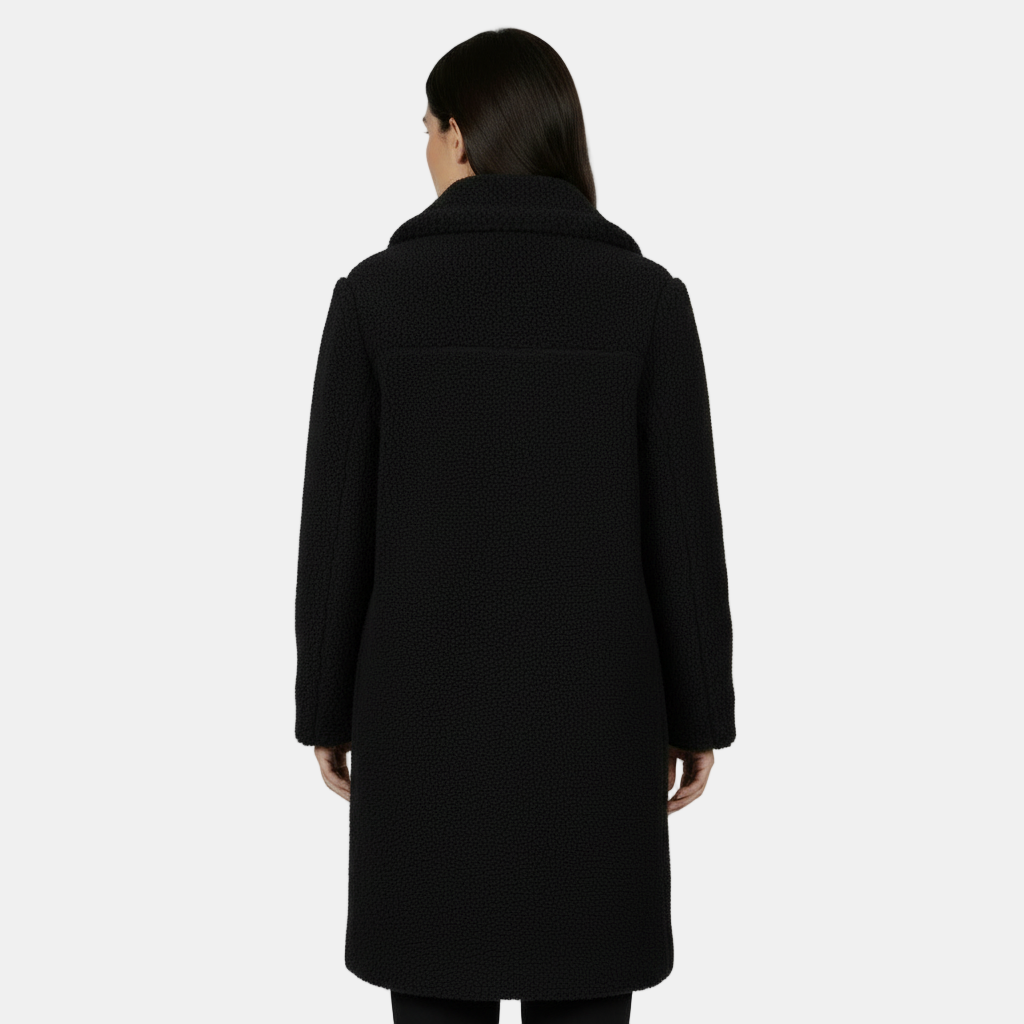 Abrigo Largo de Terciopelo de Cordero Botonadura para Mujer