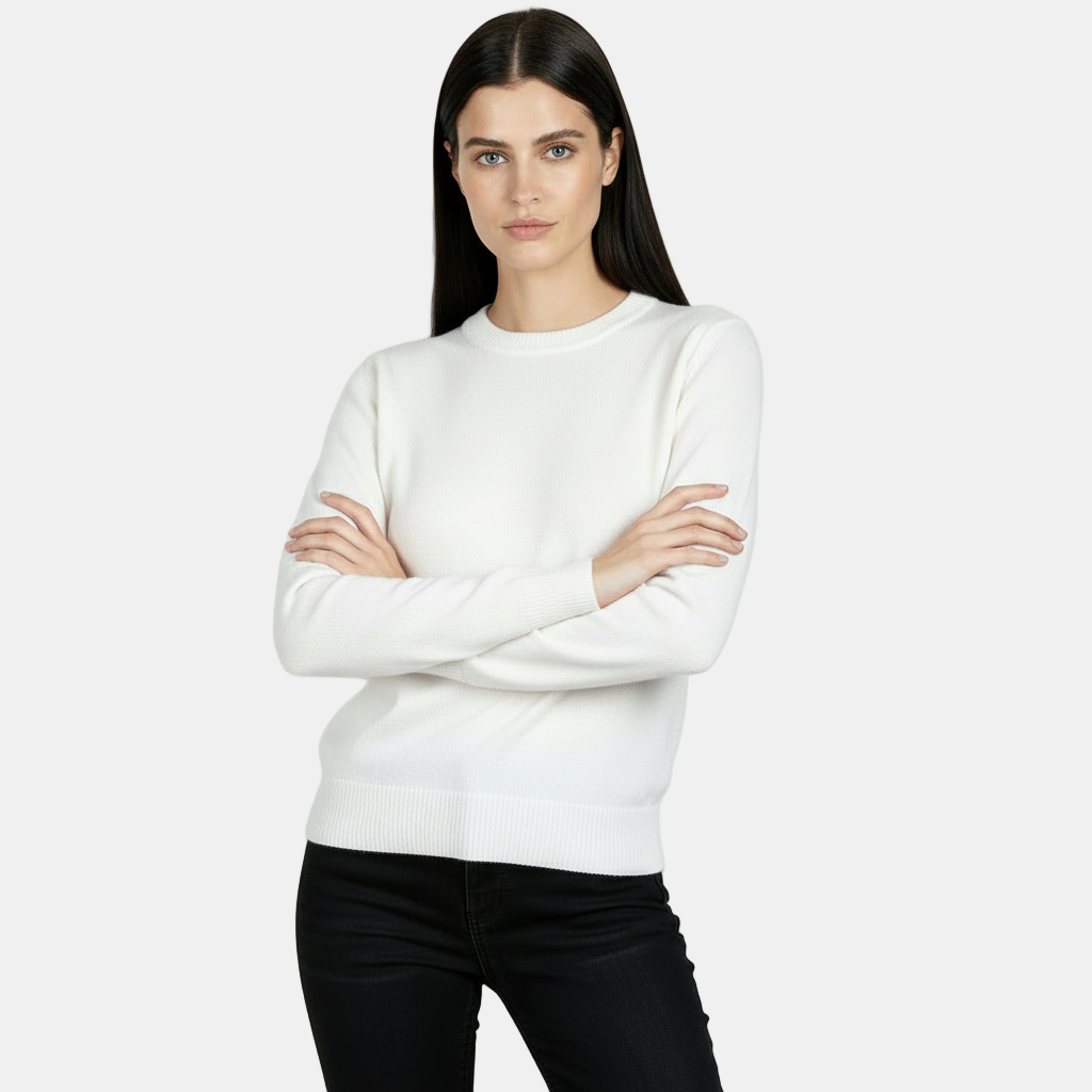 Suéter de Lana Mezcla Cuello Redondo Delgado Mujer