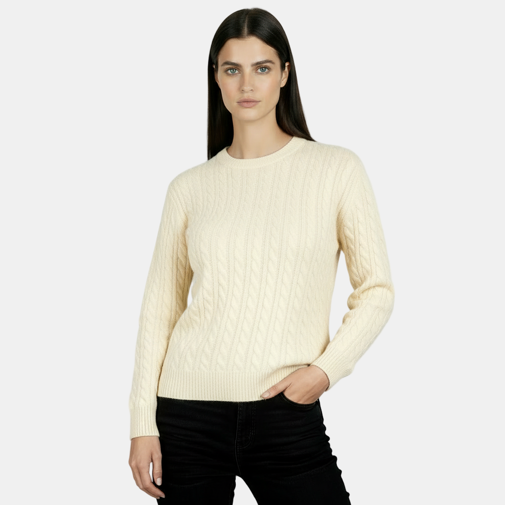 Jersey de Punto de Manga Larga para Mujer - Cuello Redondo Cálido Otoño/Invierno