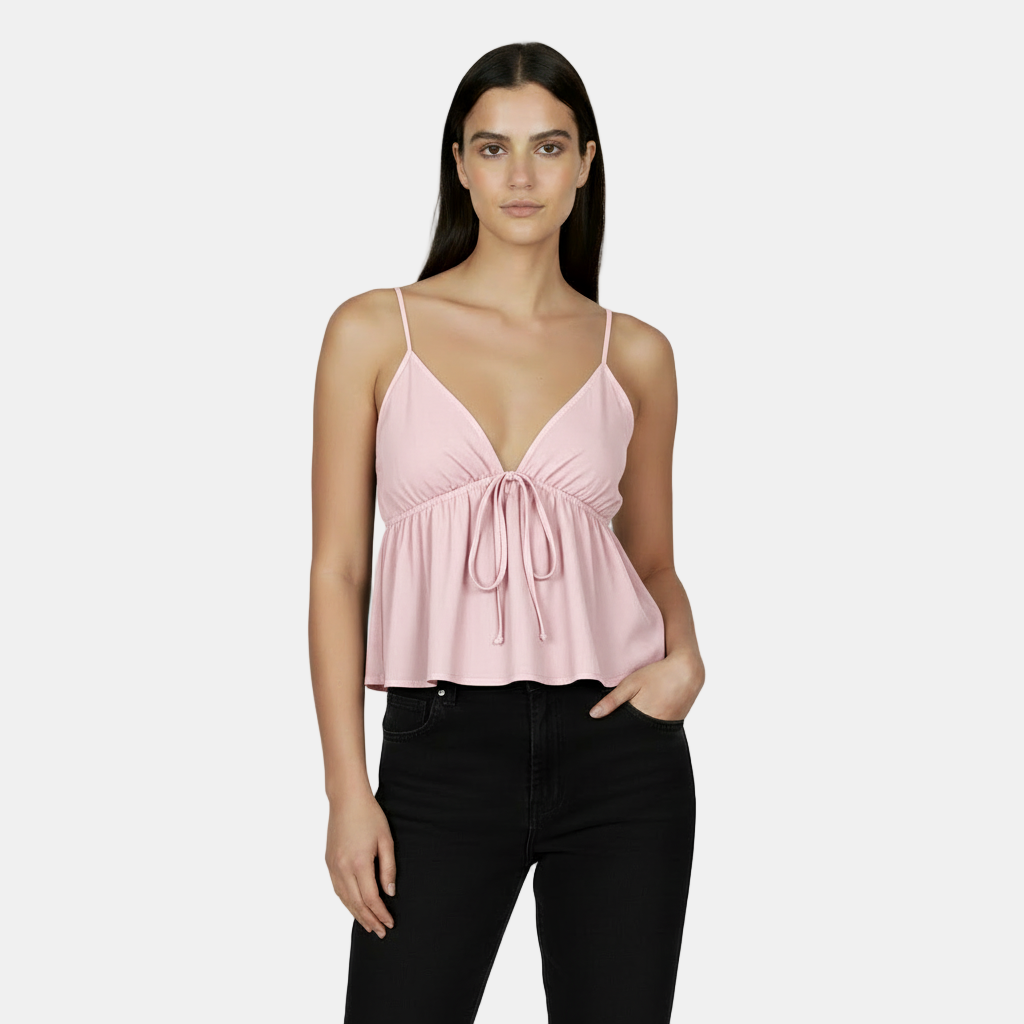 Top corto sin mangas para mujer con escote en V abierto