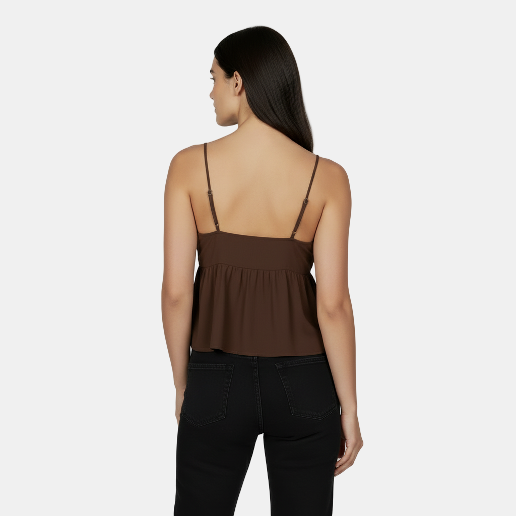 Top corto sin mangas para mujer con escote en V abierto