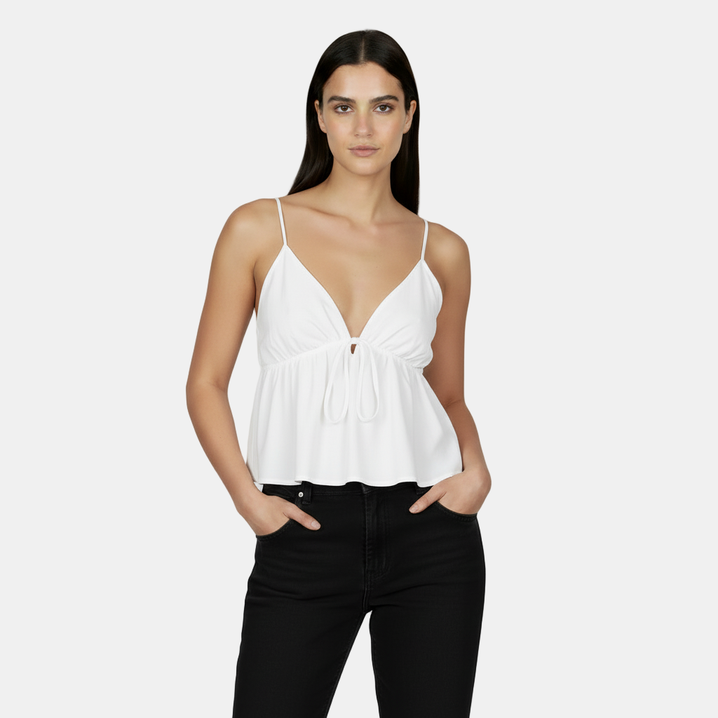 Top corto sin mangas para mujer con escote en V abierto