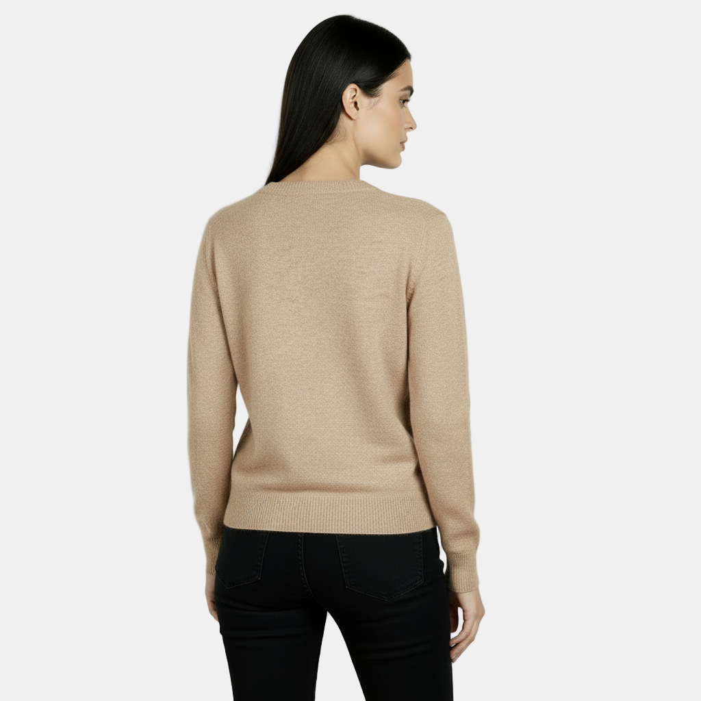 Suéter de Lana Mezcla Cuello Redondo Delgado Mujer