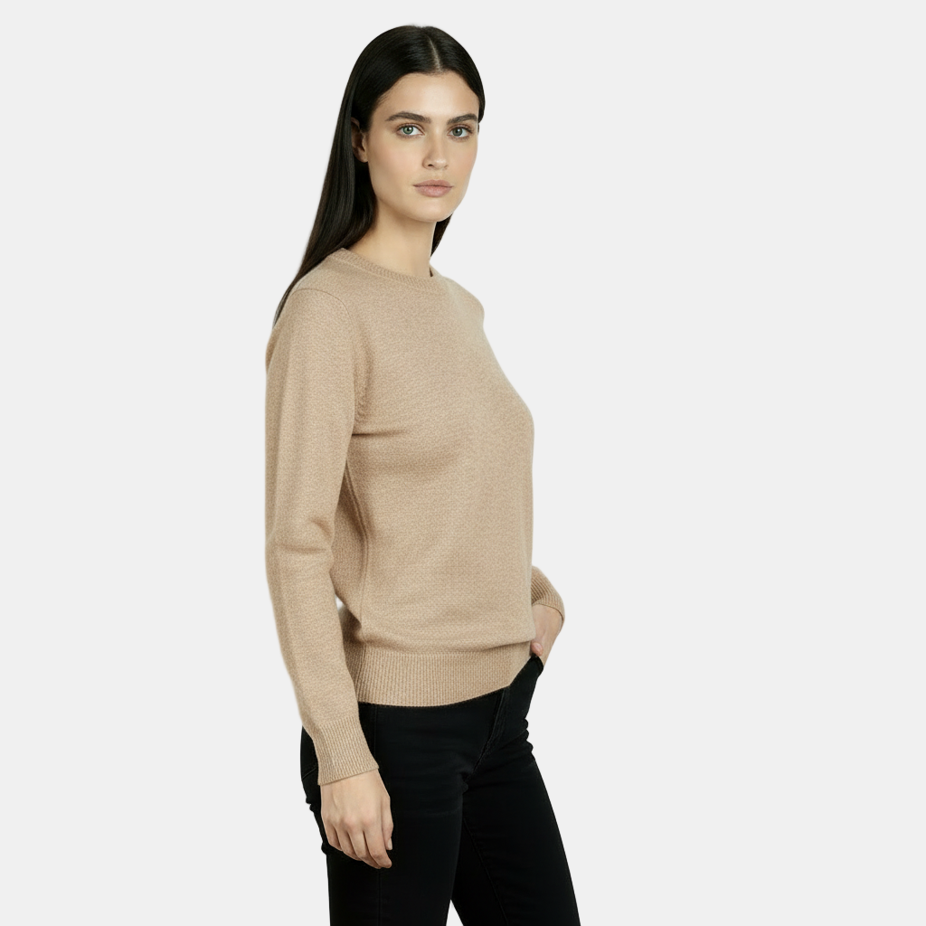 Suéter de Lana Mezcla Cuello Redondo Delgado Mujer