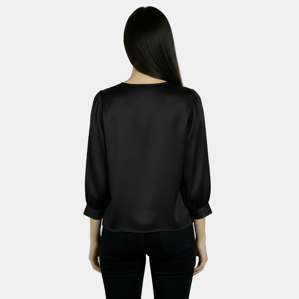 Blusa Satén Seda Mujer Manga Corta Cuello Redondo - Camiseta Básica Holgada