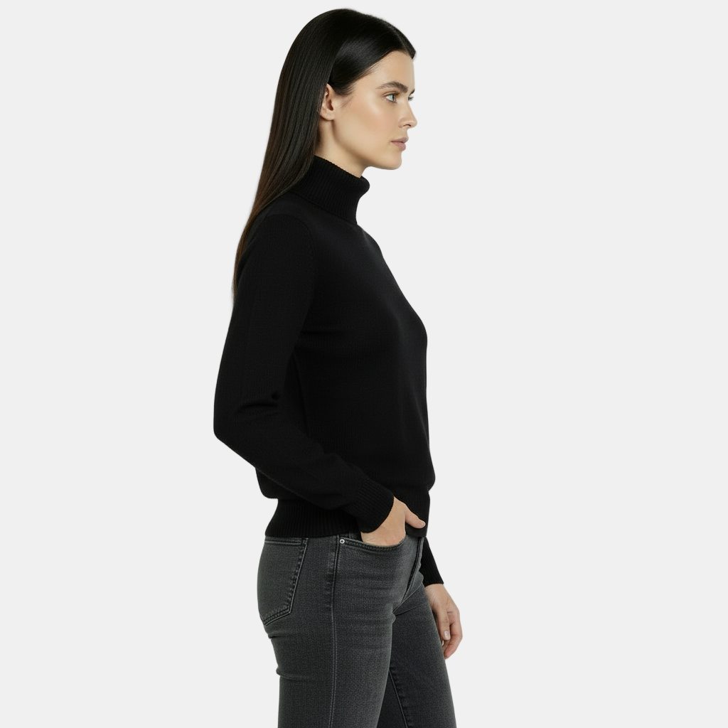 Jersey de Cuello Alto 100% Pura Lana Merino para Mujer - Cálido Invierno y Otoño