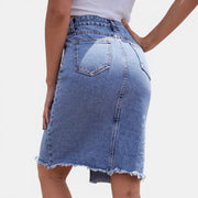 Women's High-Waisted Denim Midi Skirt