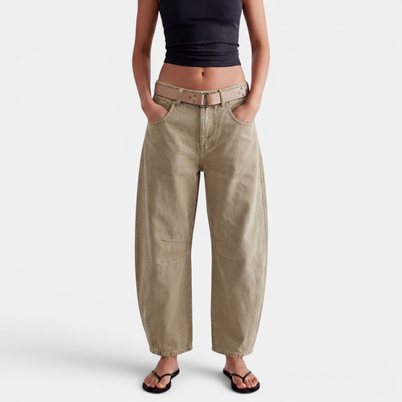 Women's Elastic Mid-Rise Wide Leg Jeans