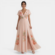Women's Floral V-Neck Maxi Dress