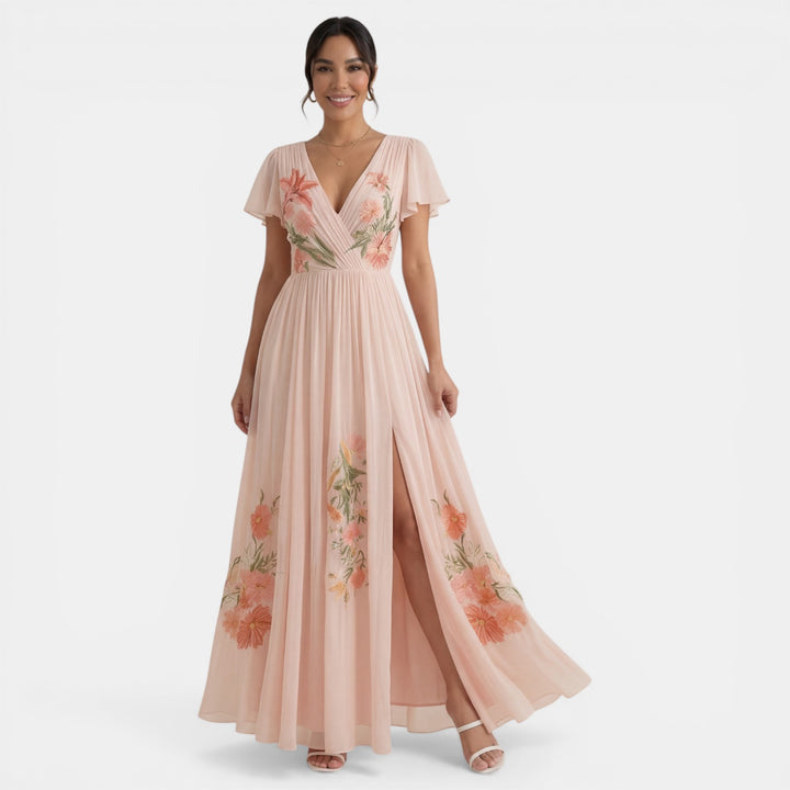 Vestido Maxi Floral Mujer Cuello V