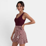 Women's High-Waisted Mini Skirt with Slit