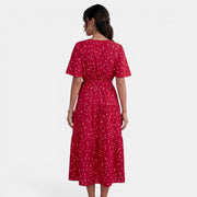 Women's V-Neck Polka Dot Midi Dress