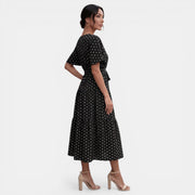 Women's V-Neck Polka Dot Midi Dress