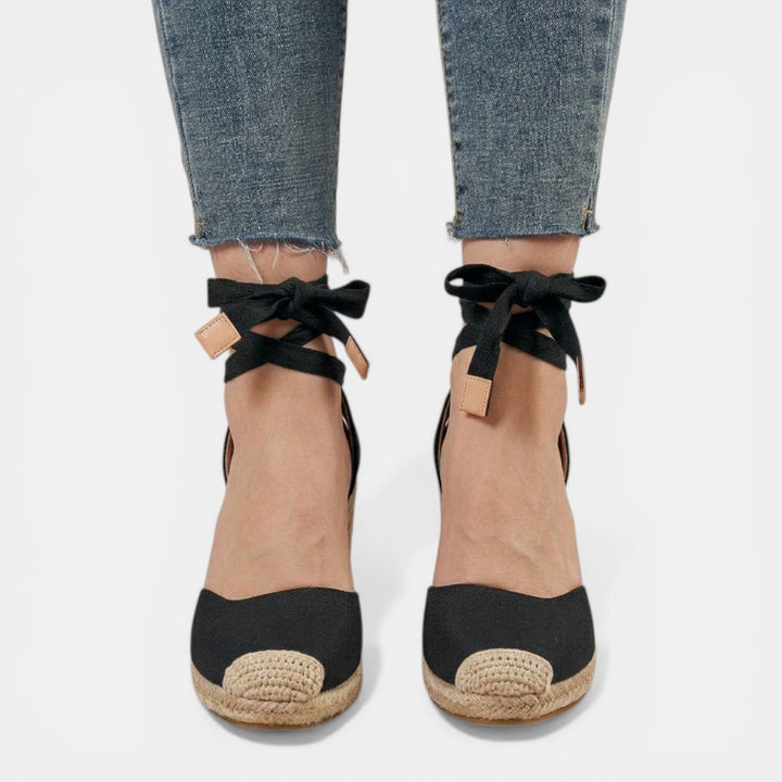 Sandalias Tacón Mujer Encaje