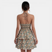 Boho Floral Halter Mini Dress