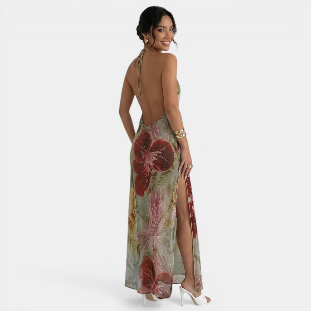 Vestido Maxi Floral Transparente