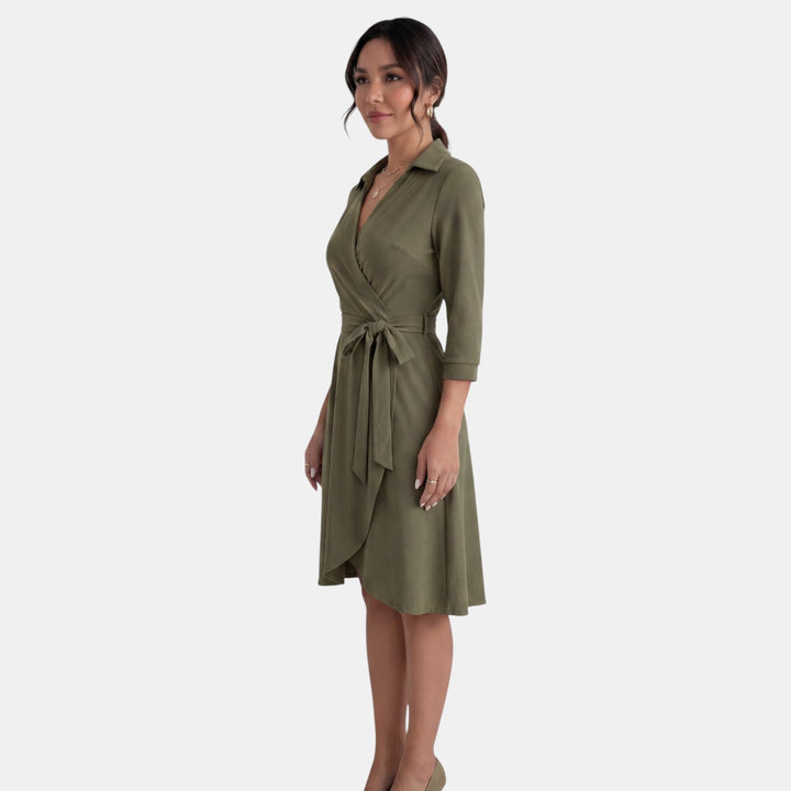 Vestido Midi Mujer Escote V Profundo