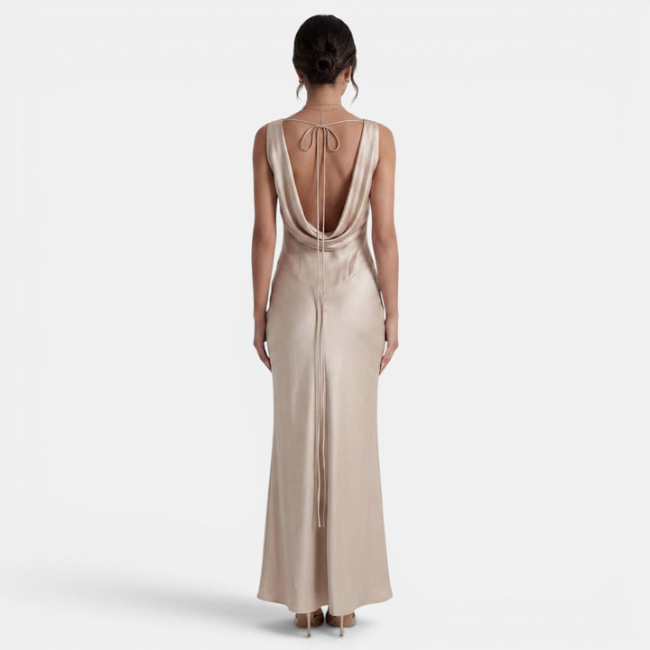 Vestido Largo Satinado Mujer Elegante