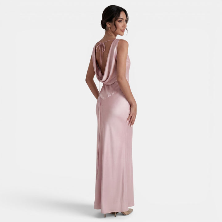 Vestido Largo Satinado Mujer Elegante