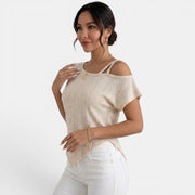 Women's One-Shoulder Eyelet Top