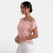 Women's One-Shoulder Eyelet Top