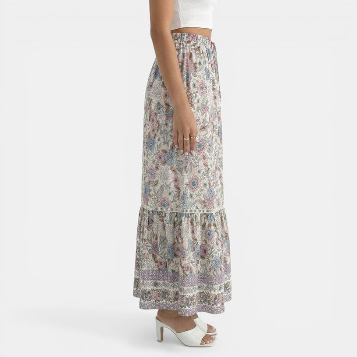 Falda Larga Boho Encaje Floral